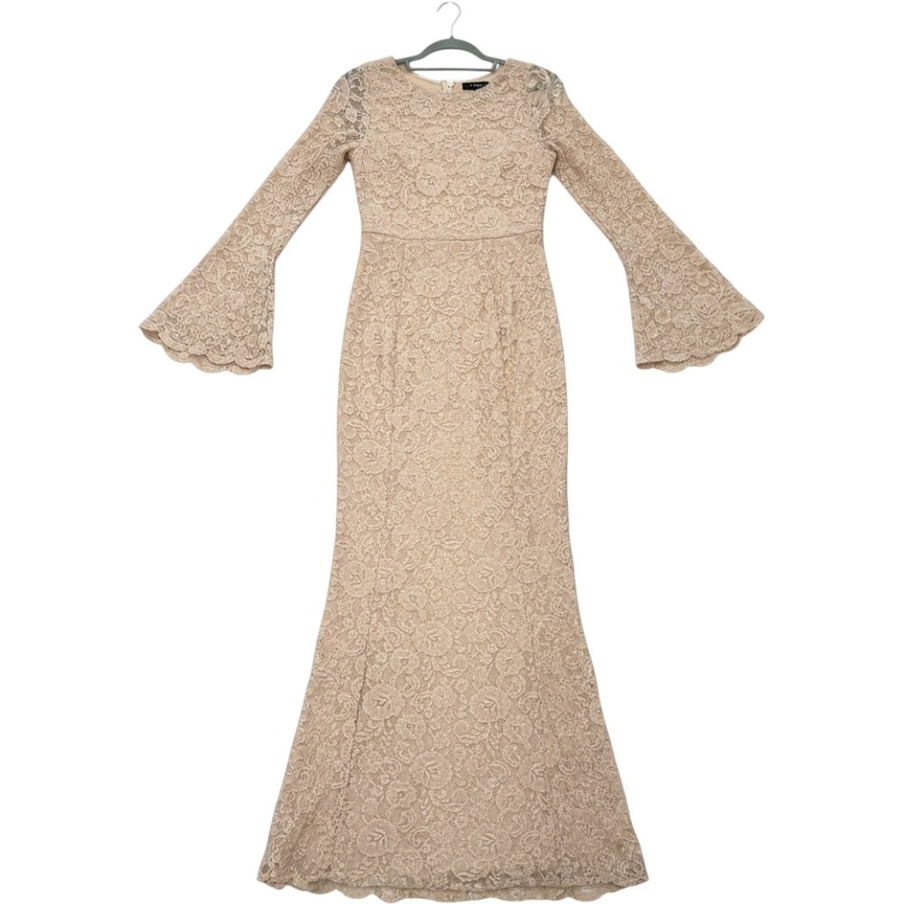 NWT Show Me Your Mumu Natalie Maxi Dress Champagne Lace Bell Sleeve Small $299